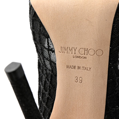 Jimmy Choo Glitter Checker Board Mesh Crystal Bing 100 Pumps 39 Black 7 of 9