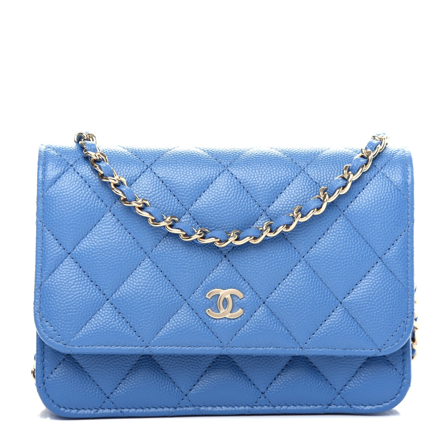 Chanel Caviar Quilted Mini Wallet On Chain WOC Blue 1 of 11