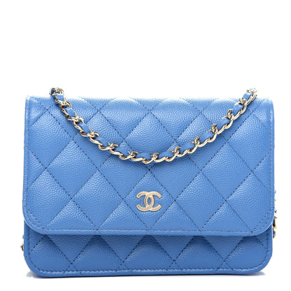 Chanel Caviar Quilted Mini Wallet On Chain WOC Blue 1 of 11