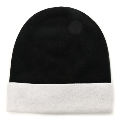 Chanel Cashmere CC Beanie Hat Black White 3 of 6