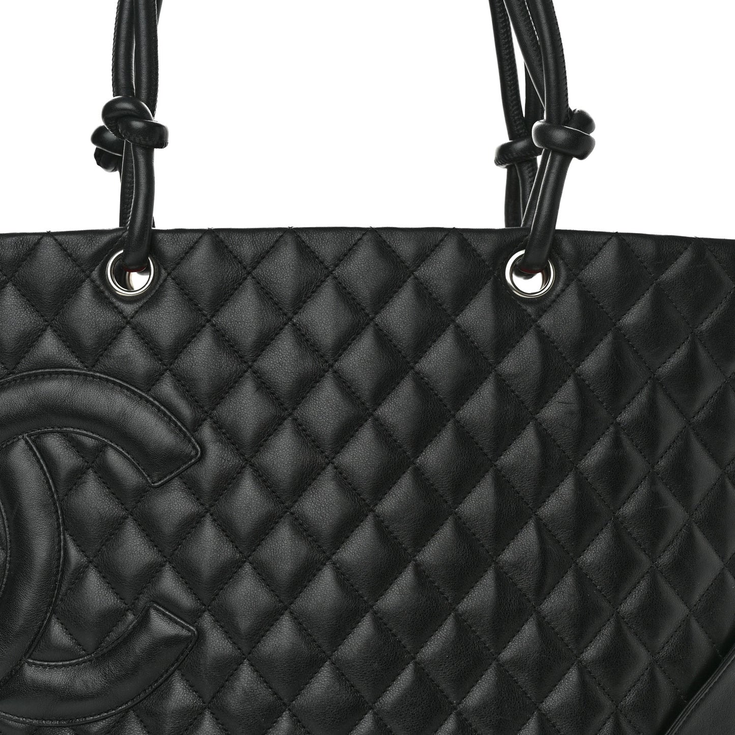 Calfskin Quilted Large Cambon Tote Black