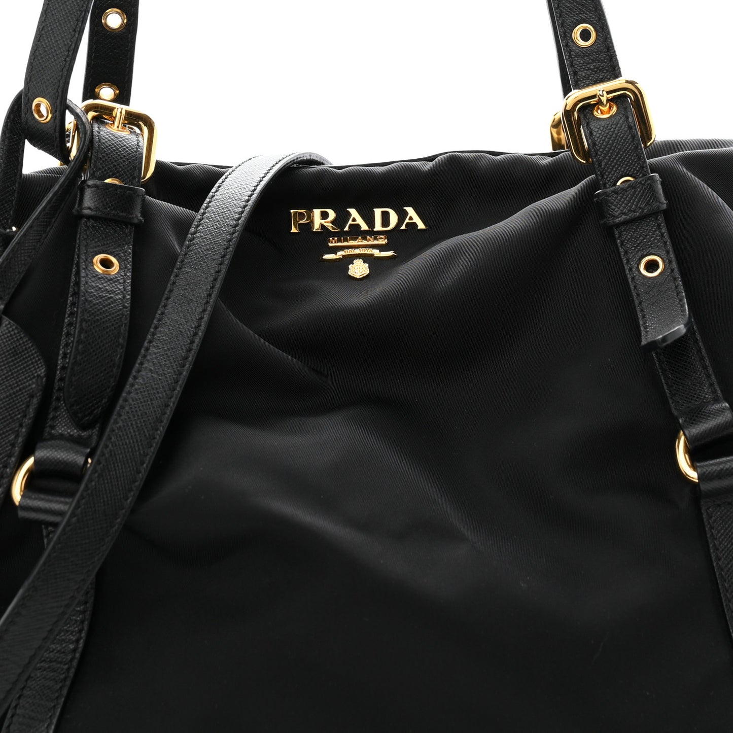 Saffiano Tessuto Nylon Shopping Tote Black