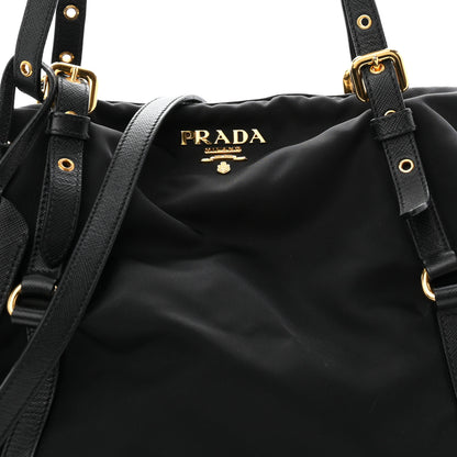 Prada Saffiano Tessuto Nylon Shopping Tote Black 9 of 11