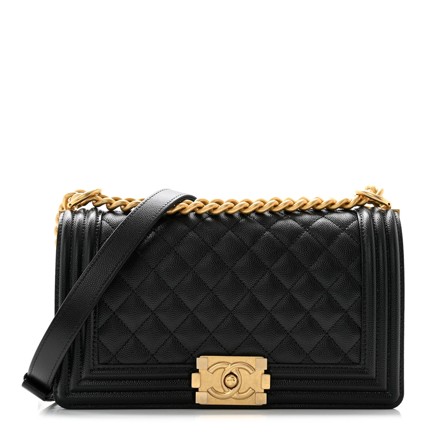 Caviar Quilted Medium Boy Flap Black