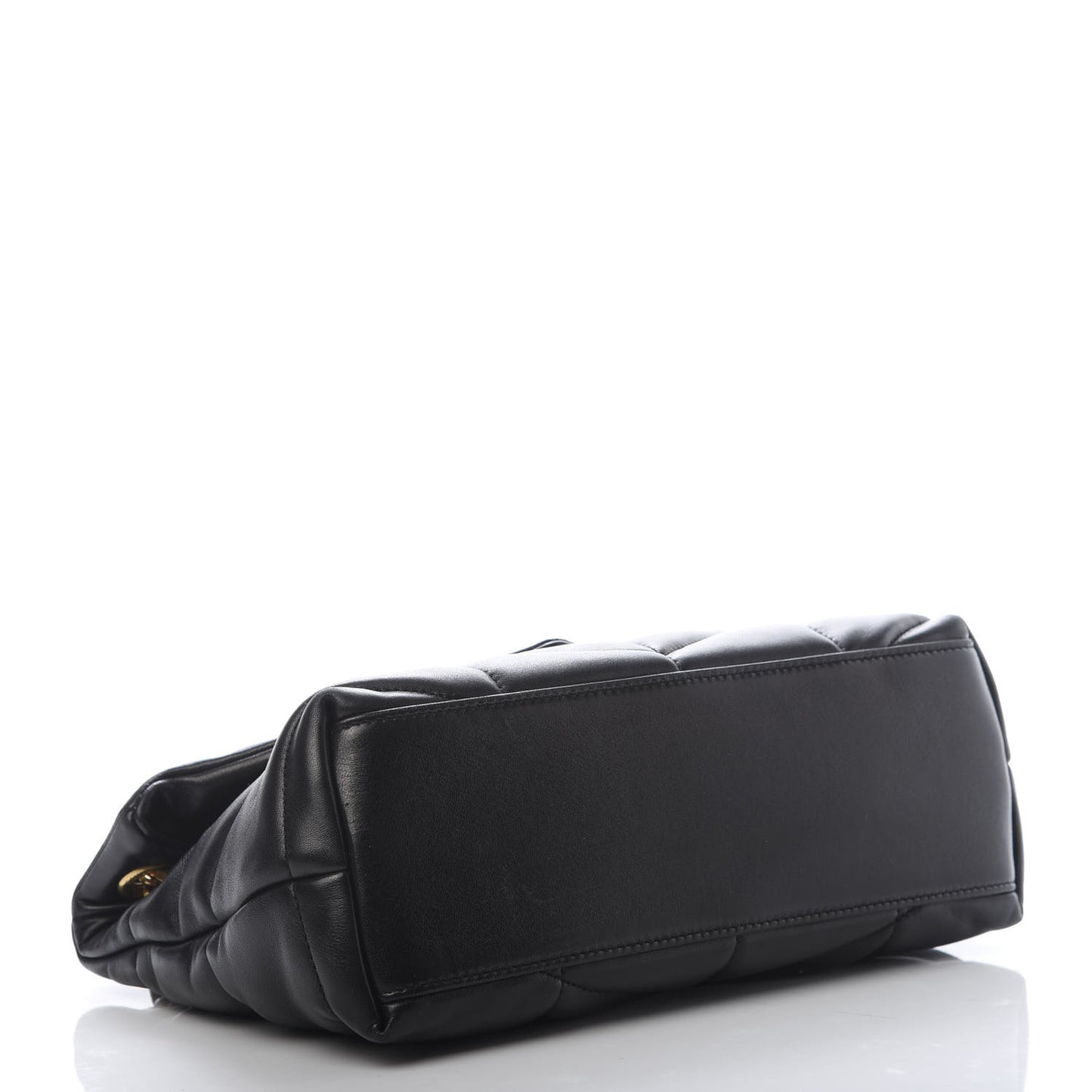 Lambskin Quilted Small Loulou Puffer Monogram Chain Satchel Black