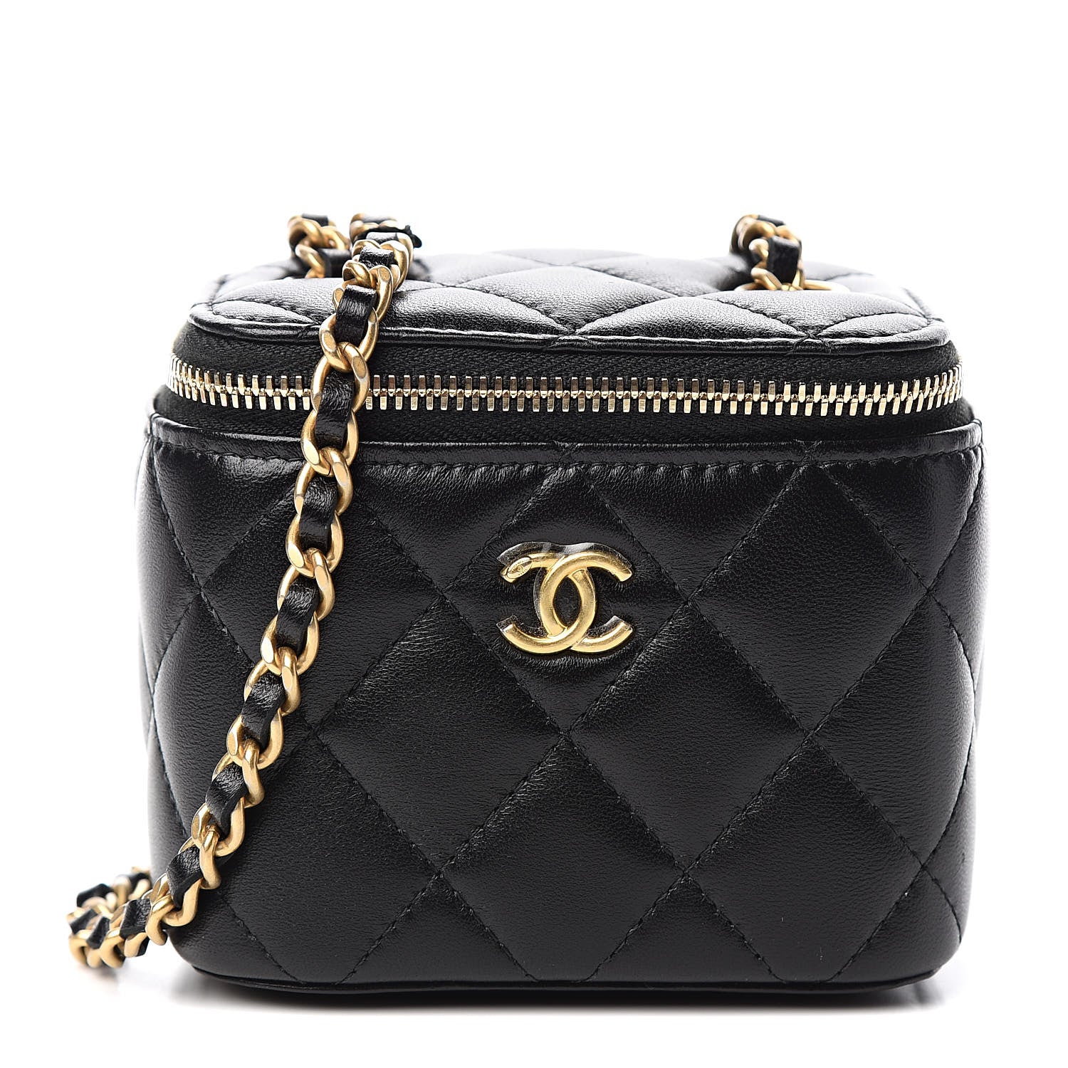 Chanel Lambskin Quilted Mini Vanity Case With Chain Black 1 of 11
