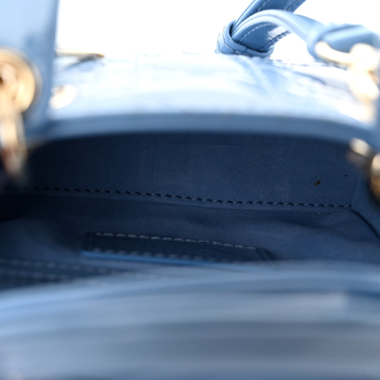 Patent Cannage Micro Lady Dior Cornflower Blue