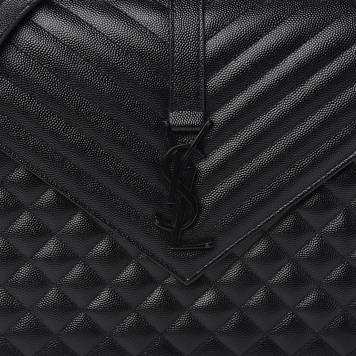 Saint Laurent Grain De Poudre Textured Mixed Matelasse Large Triquilt Monogram Monochrome Satchel Black 9 of 9