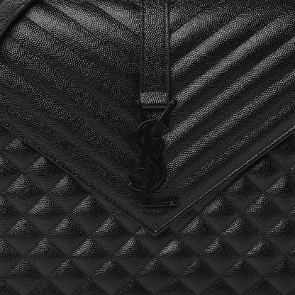 Saint Laurent Grain De Poudre Textured Mixed Matelasse Large Triquilt Monogram Monochrome Satchel Black 9 of 9