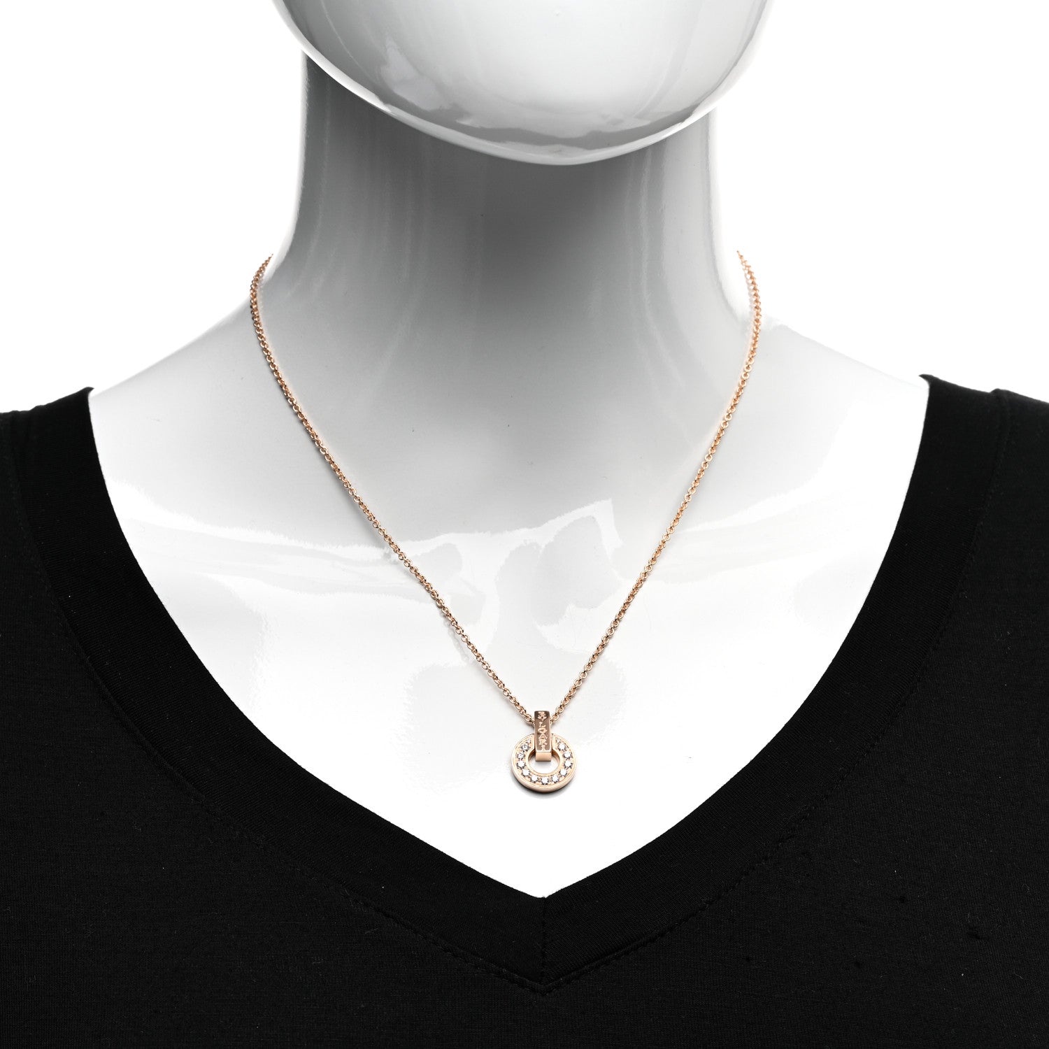 Bulgari 18K Rose Gold Diamond BVLGARI BVLGARI Open Work Pendant Necklace 2 of 4