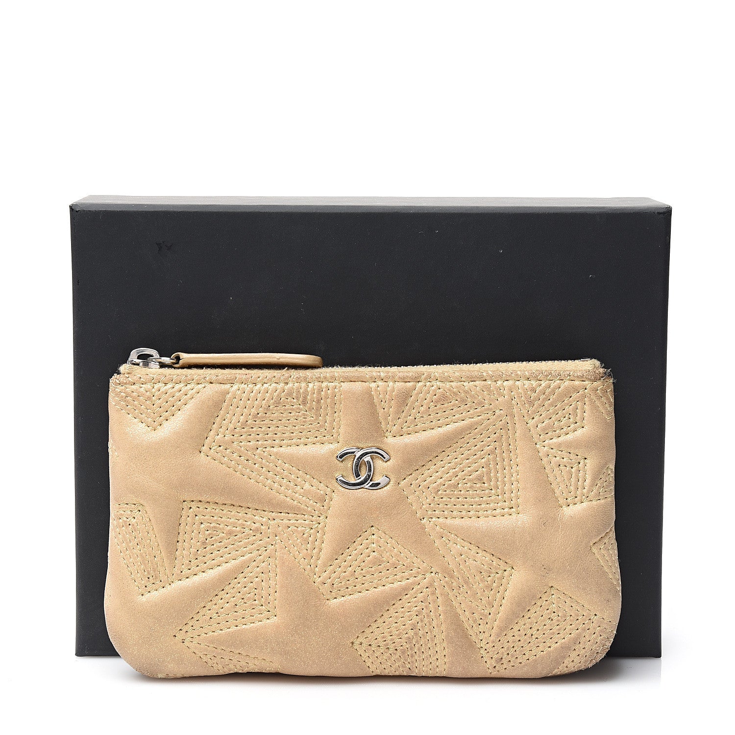 Chanel Metallic Lambskin Star Embossed Coin Purse Case Gold 11 of 11