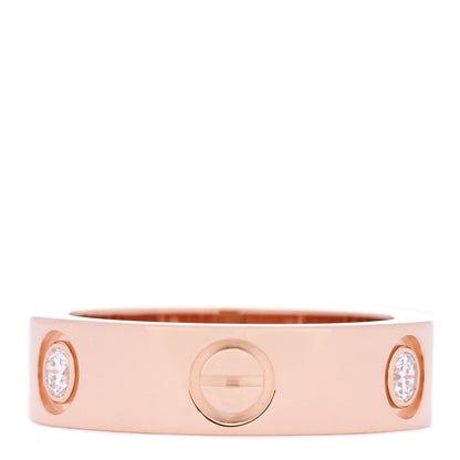 Cartier 18K Pink Gold 3 Diamond 5.5mm LOVE Ring 52 6 3 of 4