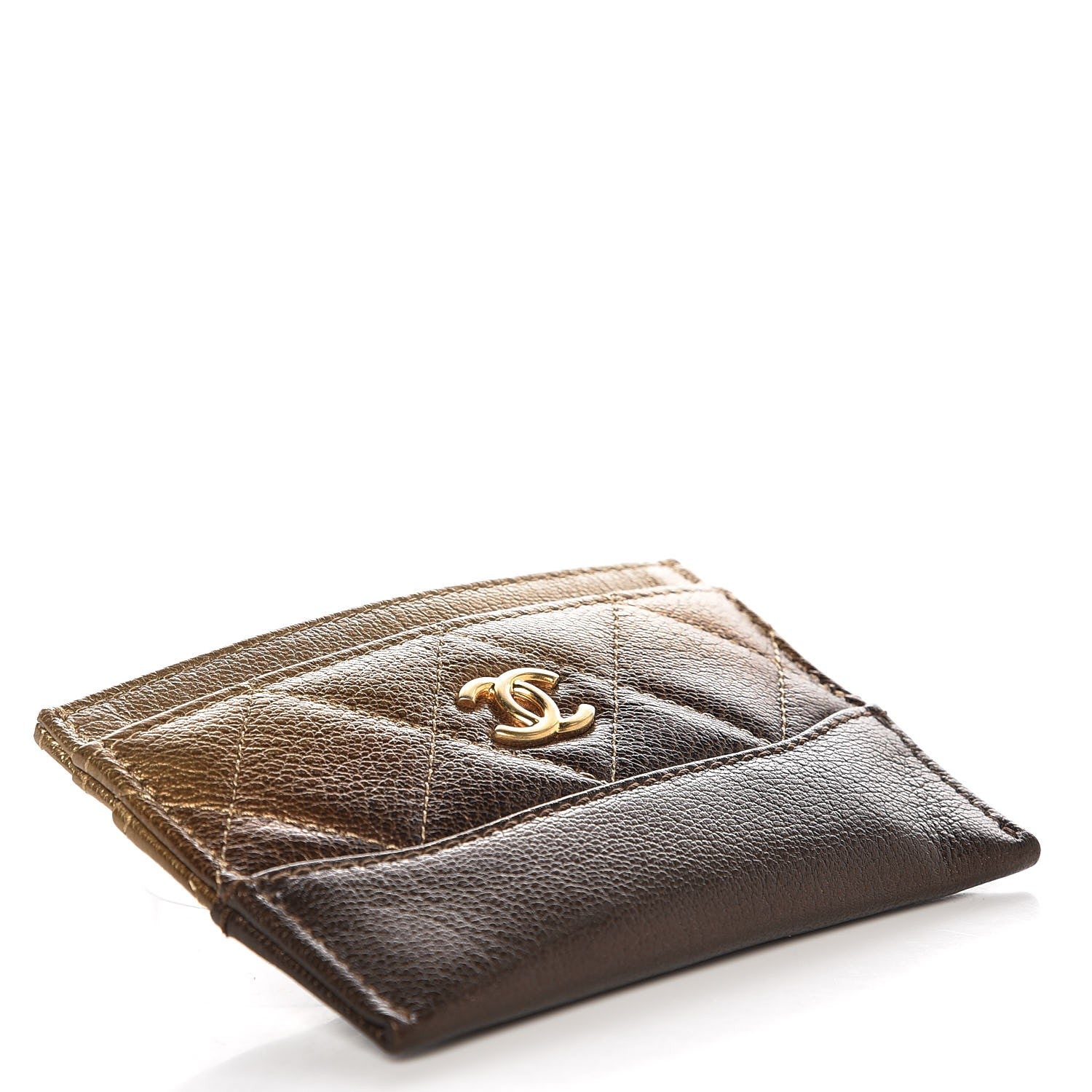 Chanel Metallic Goatskin Quilted Gabrielle Card Holder Bronze 14 of 24