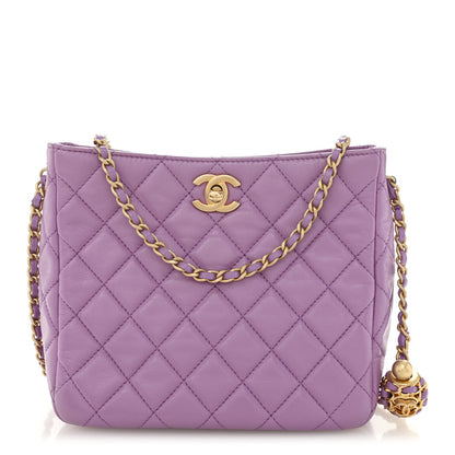 Chanel Lambskin Quilted Small Pearl Crush Hobo Purple 1 of 11