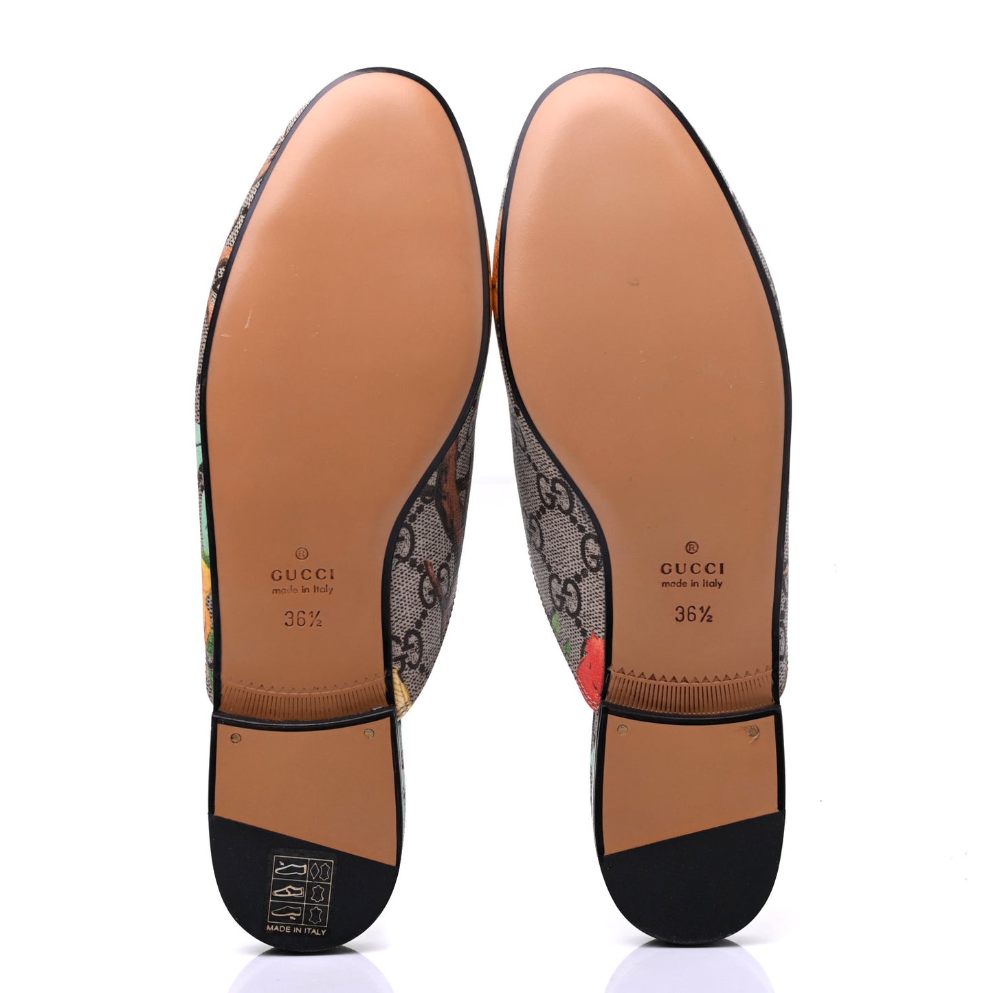 GG Supreme Monogram Tian Womens Princetown Slippers 36.5 Beige Ebony Multicolor