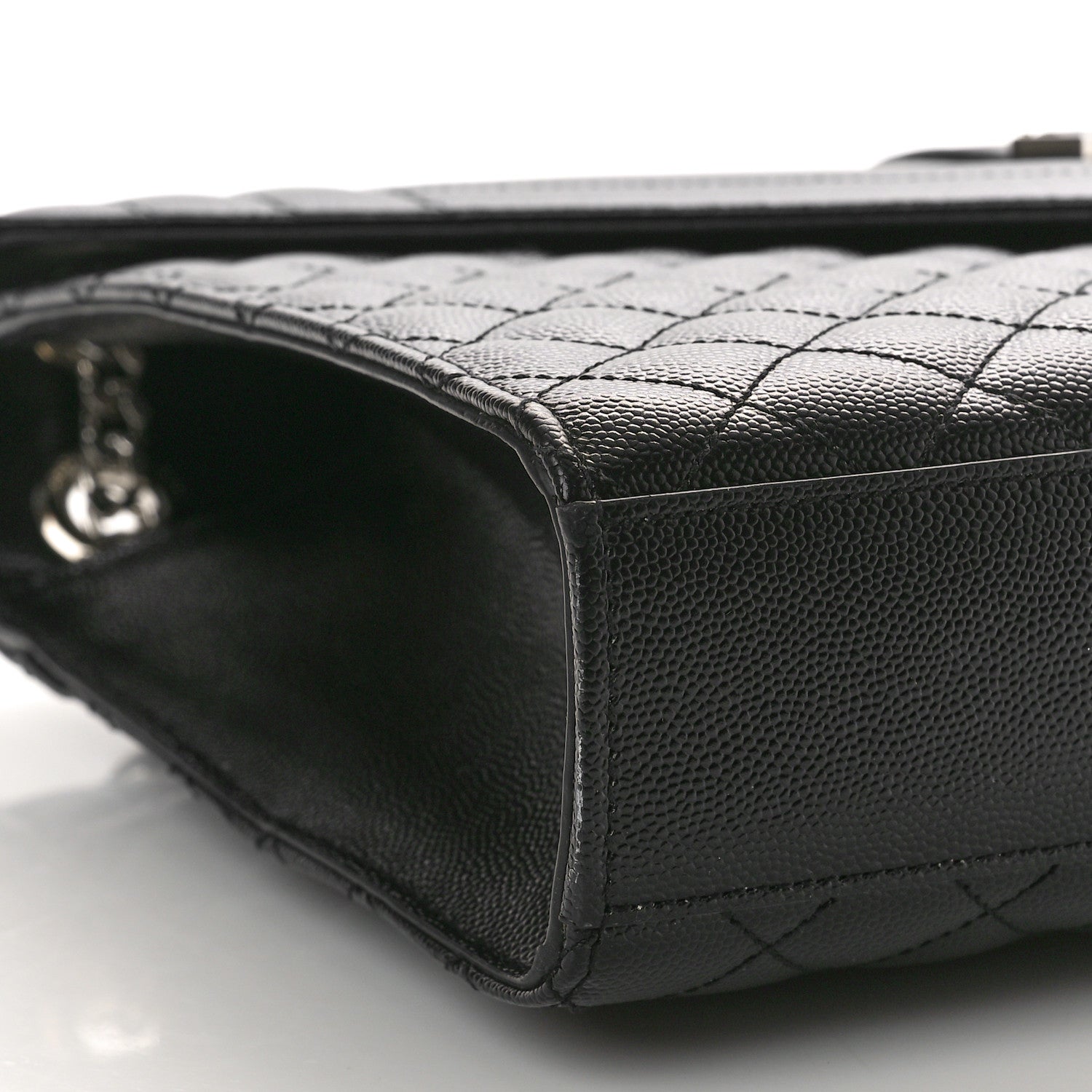 Saint Laurent Grain De Poudre Textured Mixed Matelasse Large Triquilt Monogram Satchel Black 9 of 11
