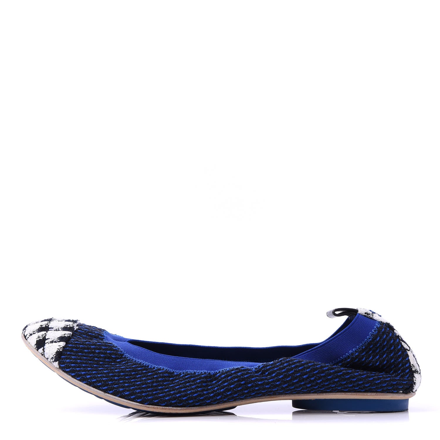 Chanel Tweed CC Elastic Cap Toe Ballerina Flats 40 Blue 1 of 10