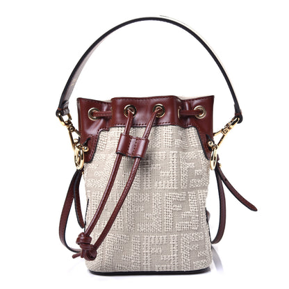 Fendi Sardinian Jacquard Vitello King F is Fendi FF 1974 Embroidered Mini Mon Tresor Bucket Bag Corda Praline 1 of 10