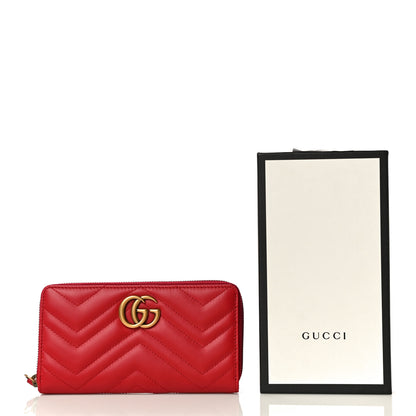 Gucci Calfskin Matelasse GG Marmont Zip Around Wallet Hibiscus Red 11 of 11