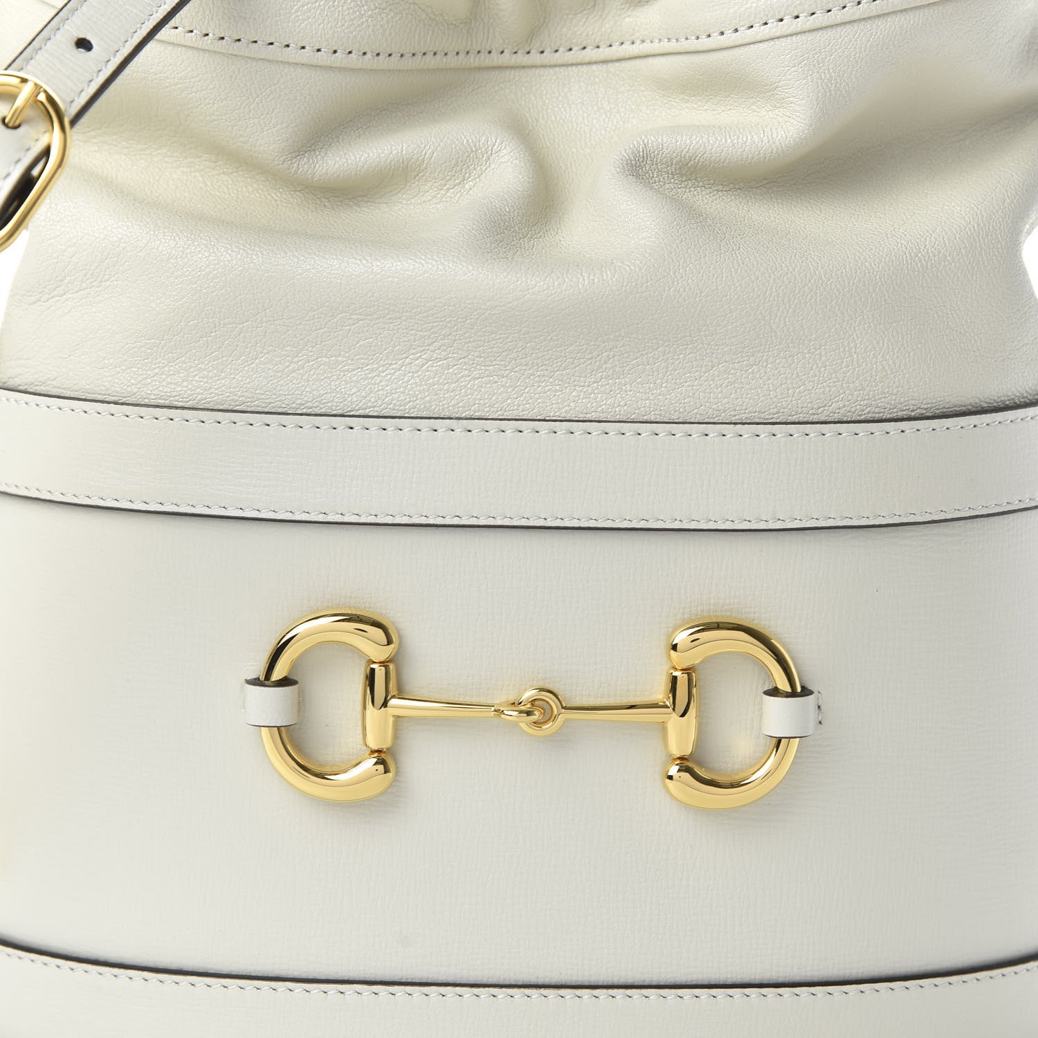 Gucci Azalea Sakai Calfskin Horsebit 1955 Drawstring Bucket Bag Mystic White 10 of 10