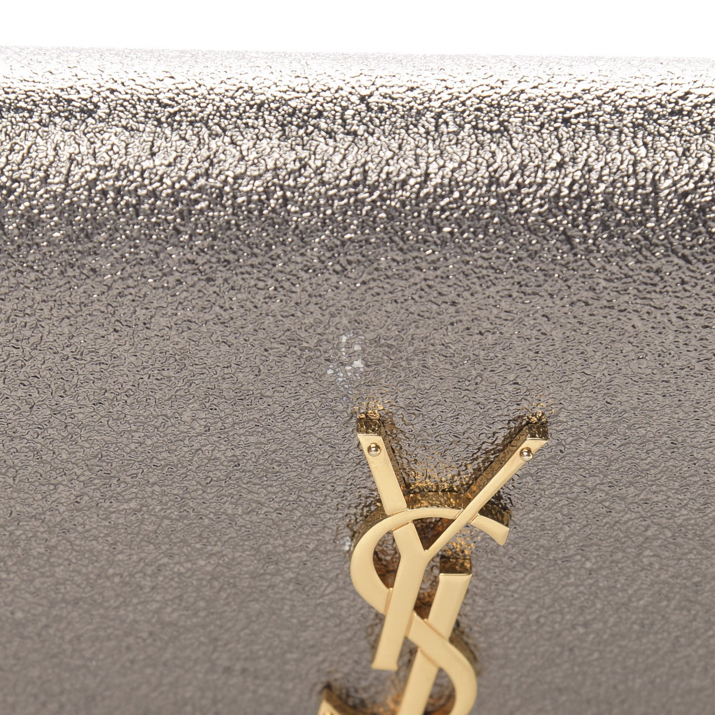 Grained Metallic Calfskin Monogram Chain Wallet Bronze