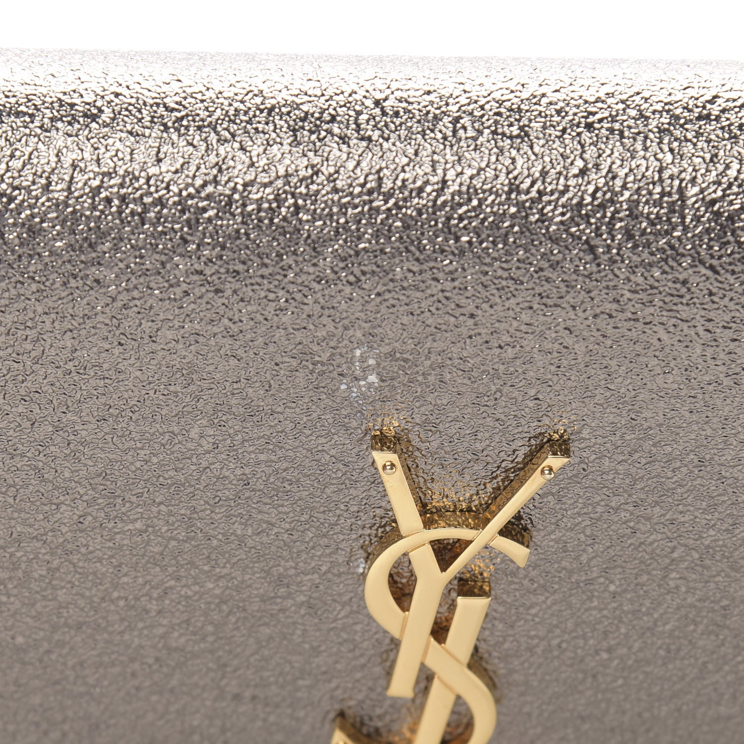 Saint Laurent Grained Metallic Calfskin Monogram Chain Wallet Bronze 12 of 13