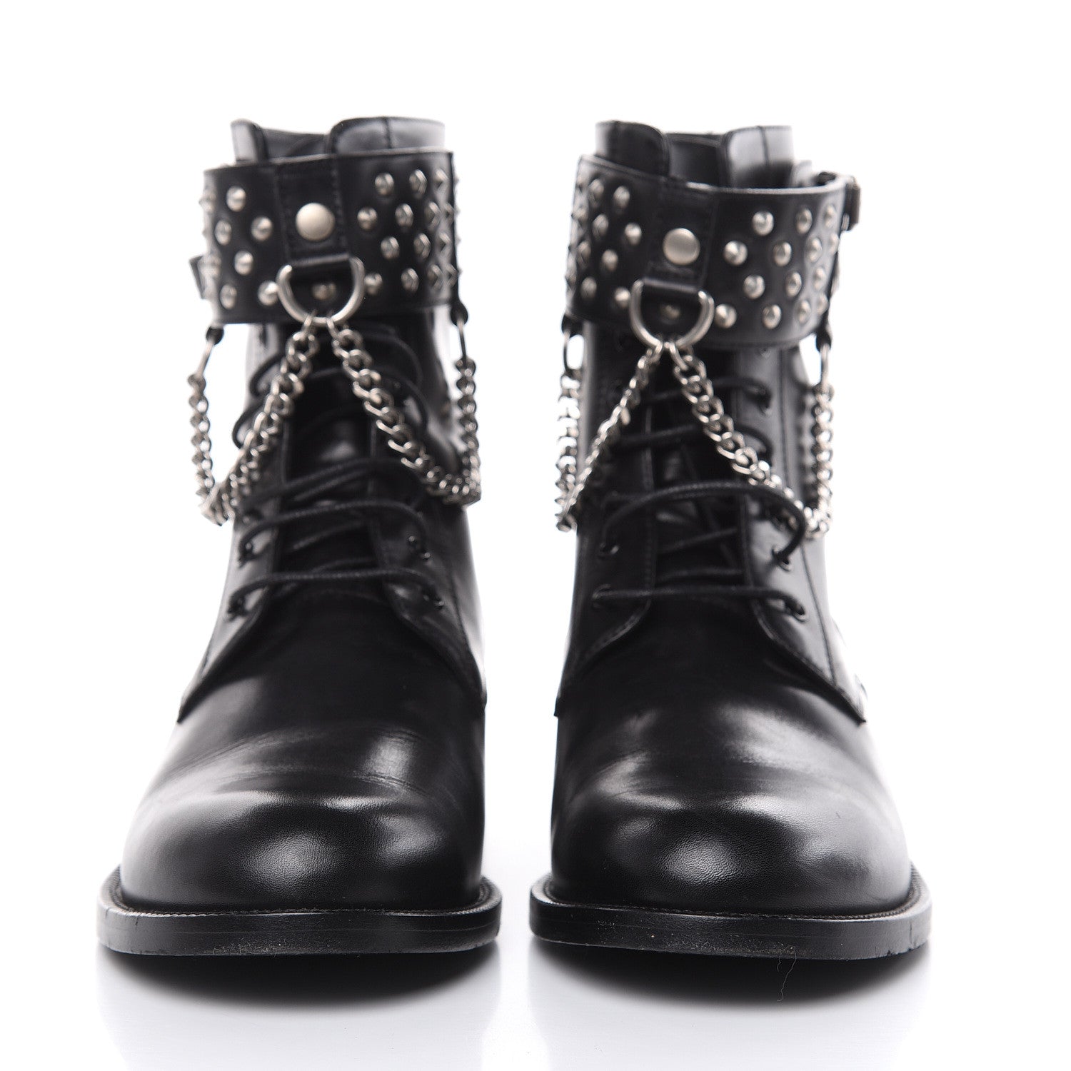 Saint Laurent Smooth Calfskin Studded Boots 39 Black 2 of 10