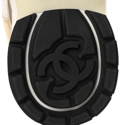 Chanel Fabric Laminated Calfskin Stretch CC Sneakers 36.5 White Gold Silver 7 of 10
