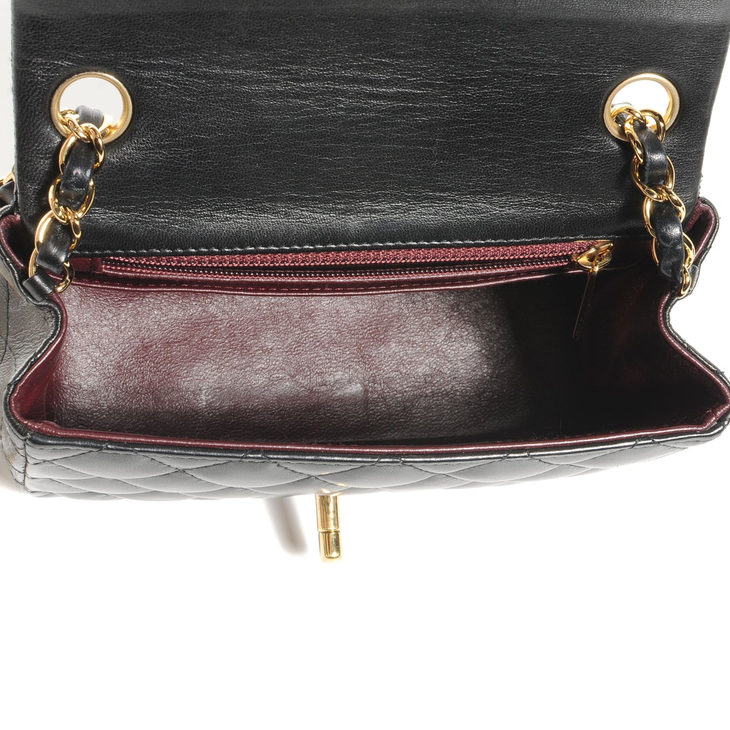 Lambskin Square Quilted Mini Flap Black