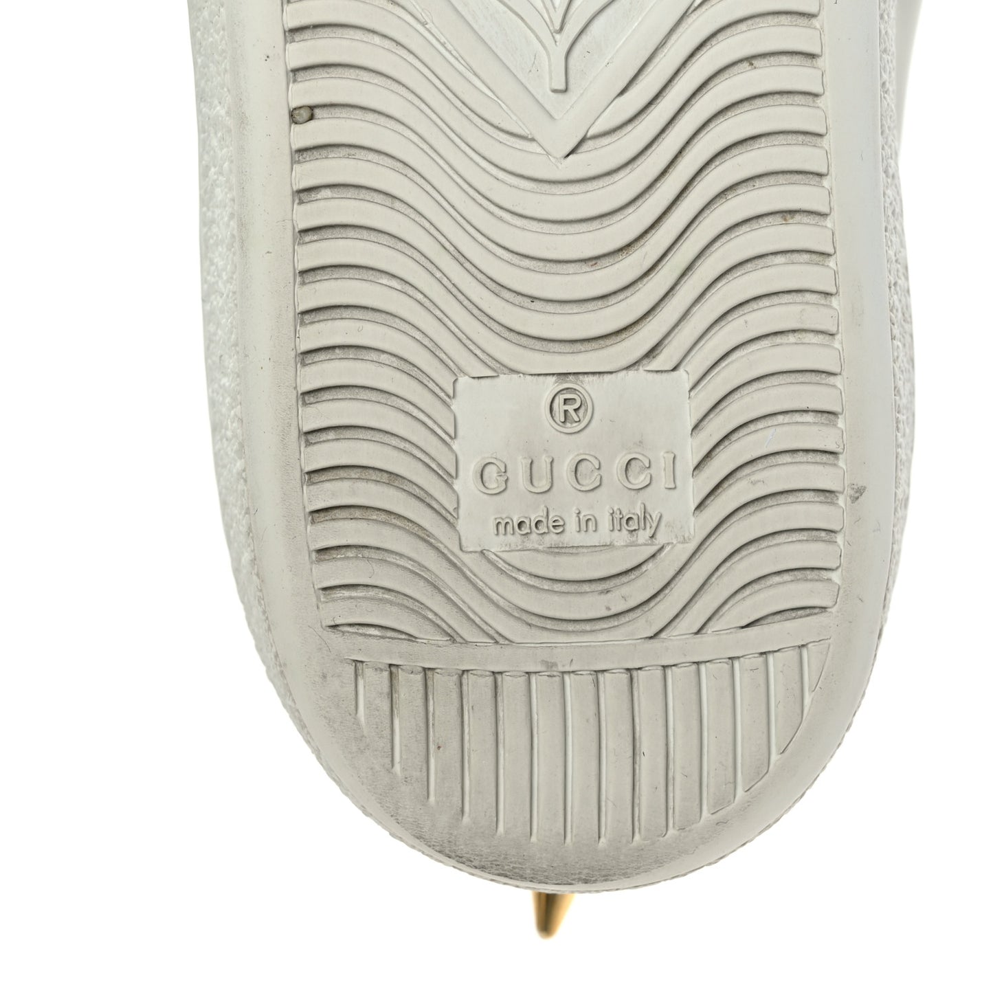 Calfskin Web Pearl Studded Womens Ace Sneakers 35.5 White