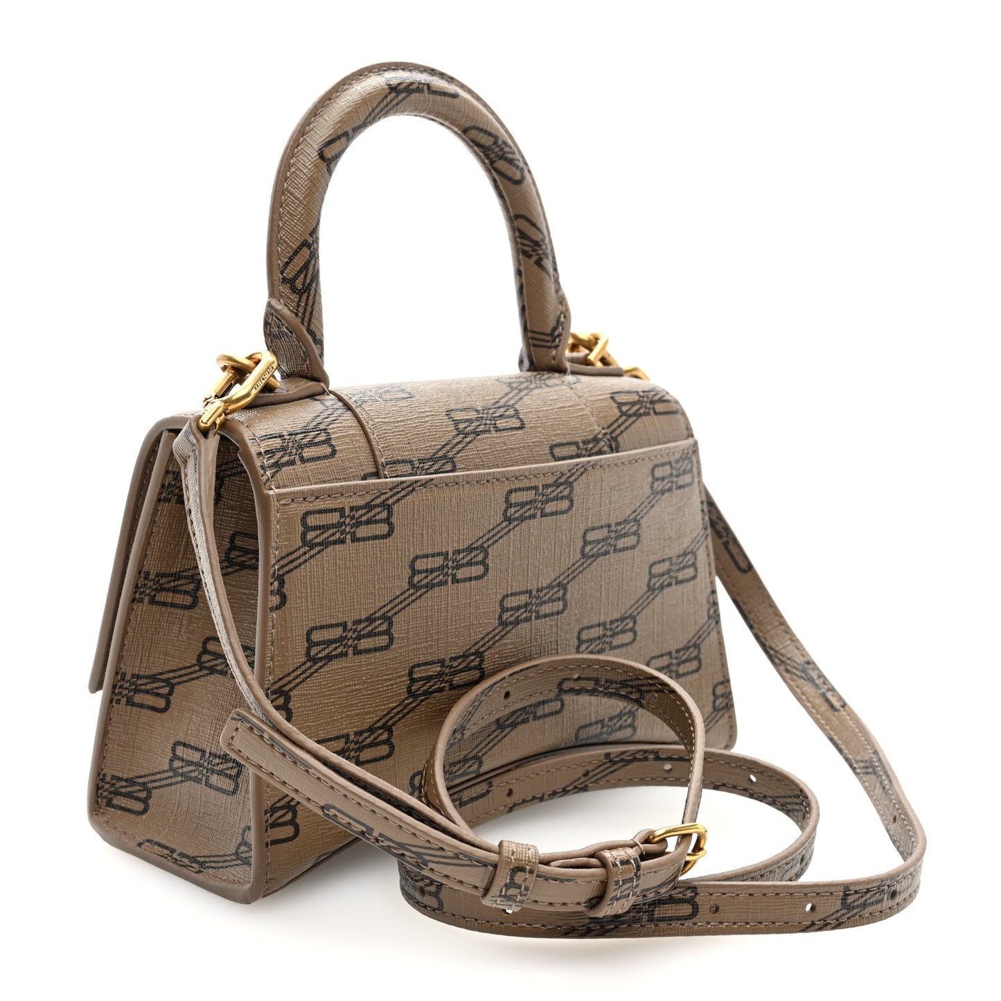 Coated Canvas BB Monogram Hourglass Top Handle Bag XS Beige Brown