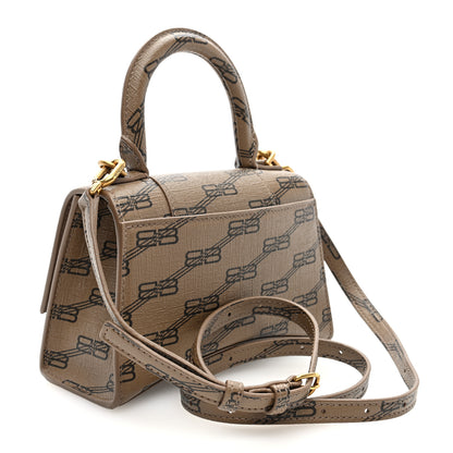 Balenciaga Coated Canvas BB Monogram Hourglass Top Handle Bag XS Beige Brown 3 of 9