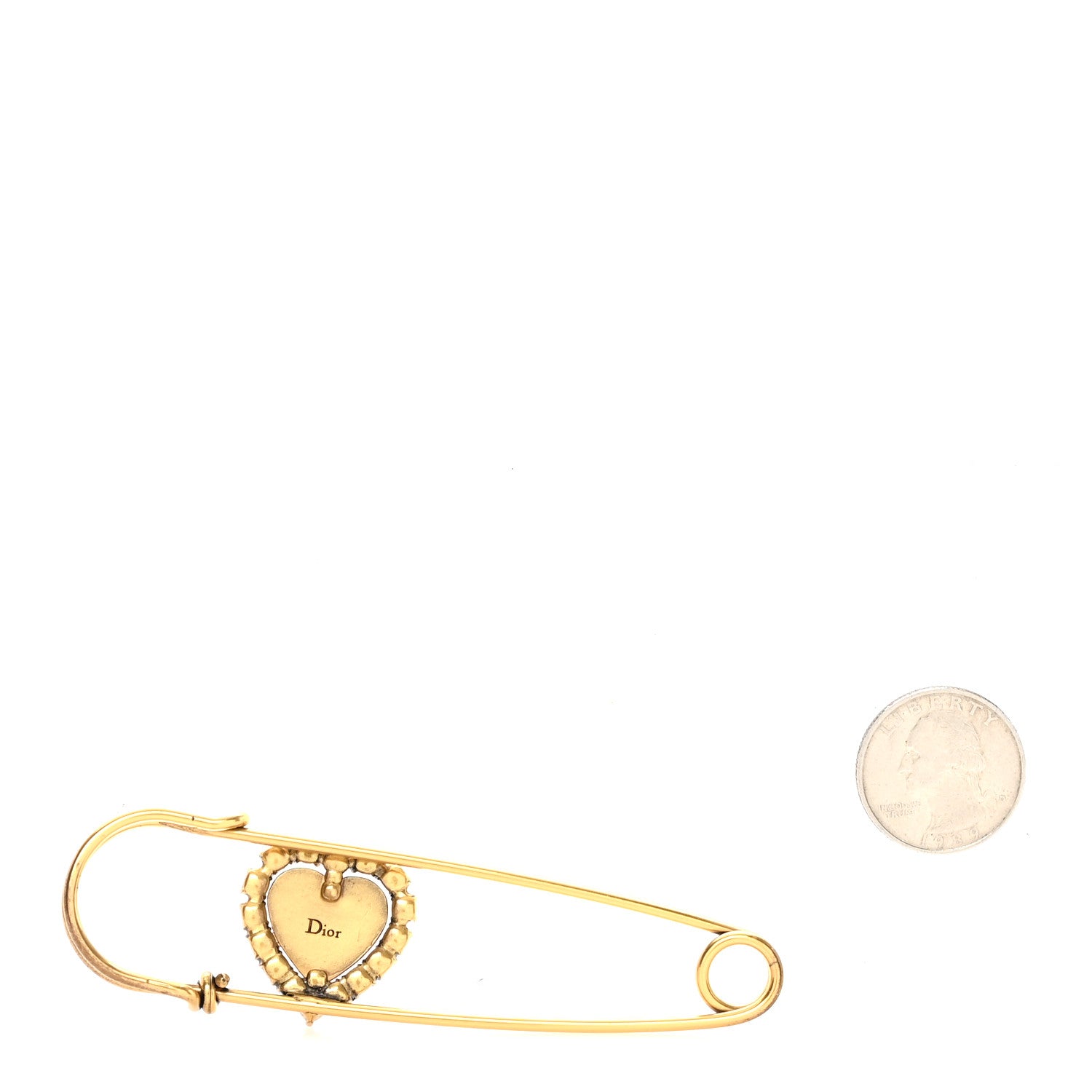Christian Dior Crystal Heart Jadior Brooch Aged Gold 2 of 4