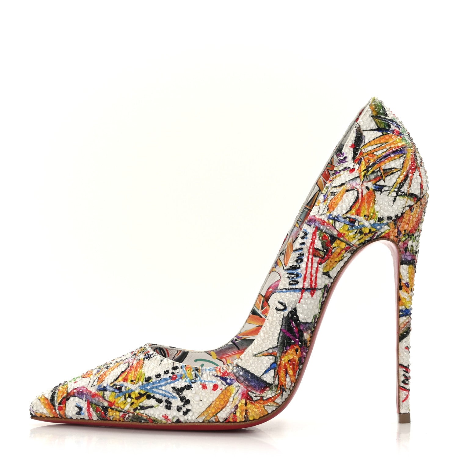 Christian Louboutin Crepe Satin Crystal Printed So Kate Strass Freedom 120 Pumps 38 Multicolor 1 of 7