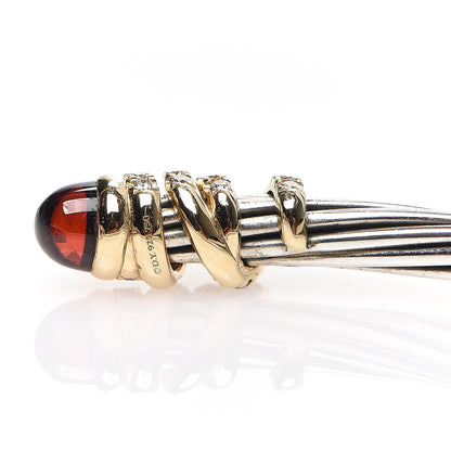 David Yurman Sterling Silver 18K Yellow Gold Diamond Garnet Helena Cuff Bracelet 3 of 3