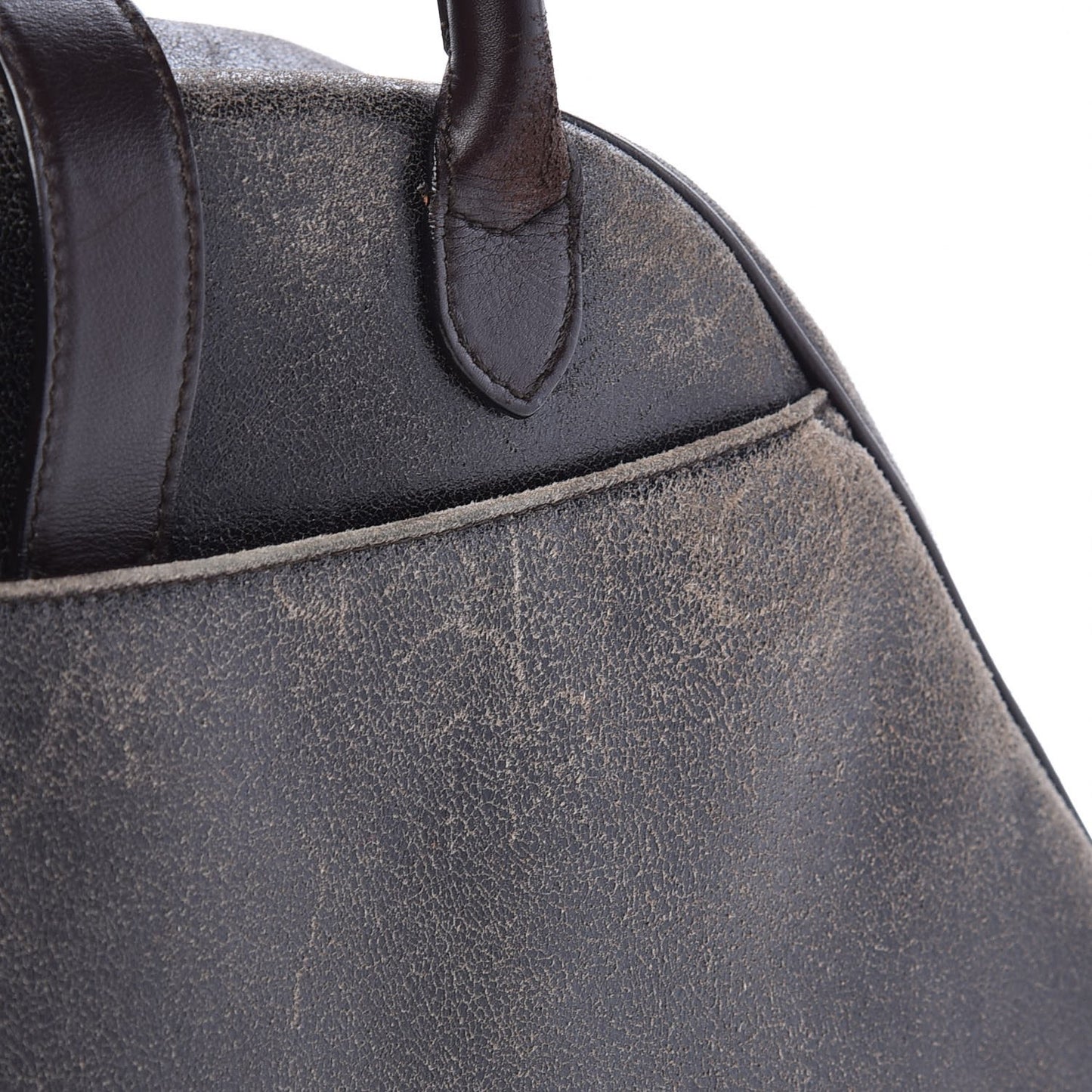 Distressed Calfskin Saddle Bowler Brown
