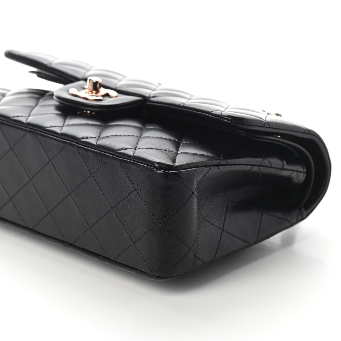Lambskin Quilted Small Double Flap Black