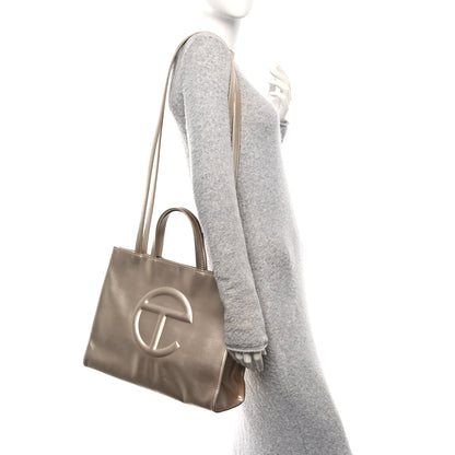 Telfar Metallic Vegan Leather Medium Shopping Bag Gold 2 of 9