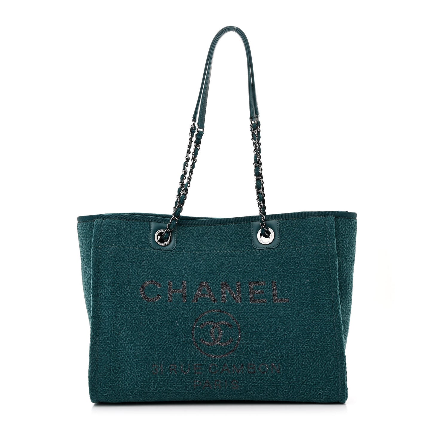 Lurex Boucle Small Deauville Tote Turquoise