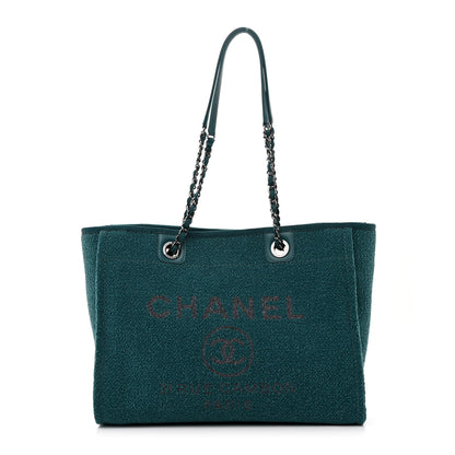 Chanel Lurex Boucle Small Deauville Tote Turquoise 1 of 10