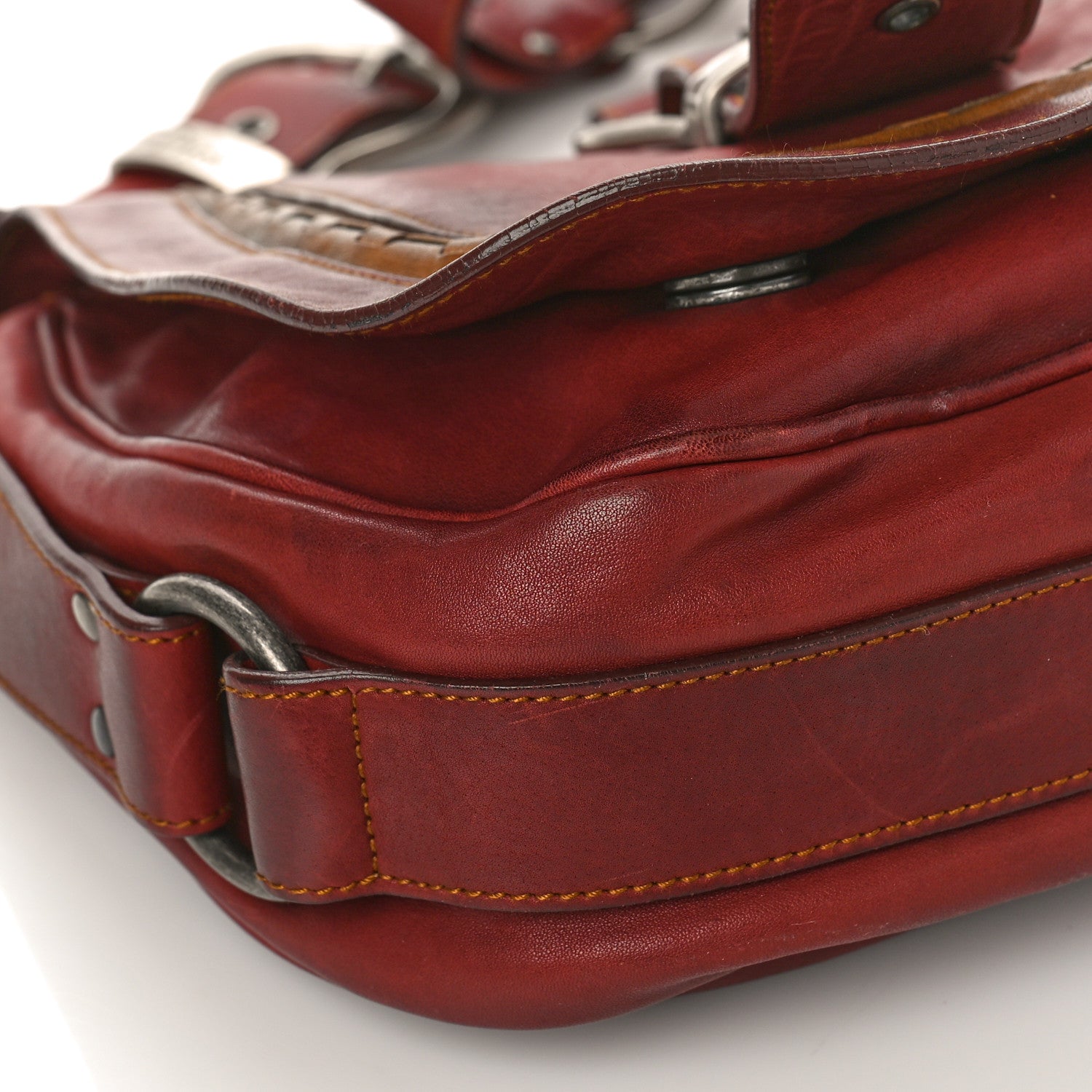 Christian Dior Calfskin Medium Gaucho Double Saddle Bag Red 7 of 12