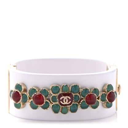 Chanel Resin Gripoix CC Cuff White 1 of 8