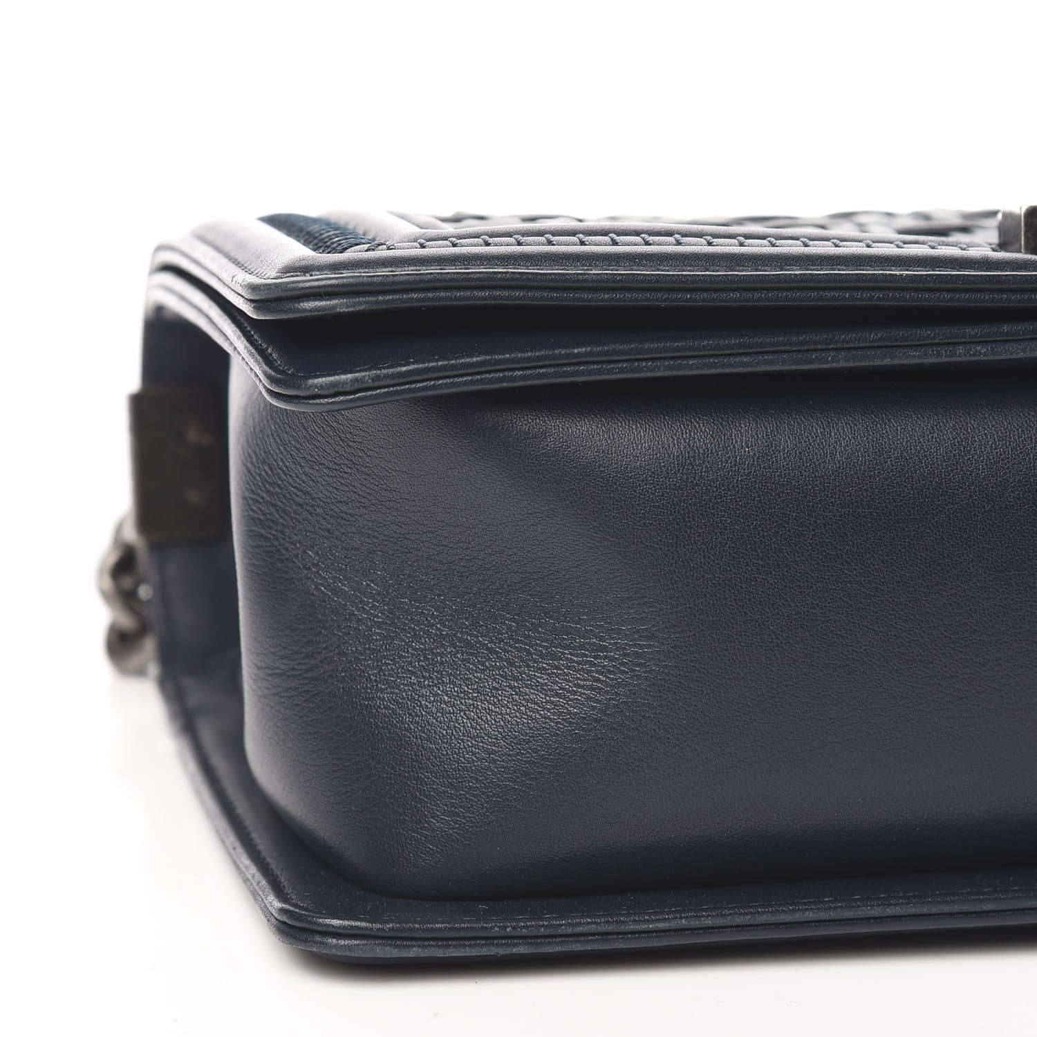 Chanel Calfskin Woven Medium Boy Flap Navy Green 8 of 11