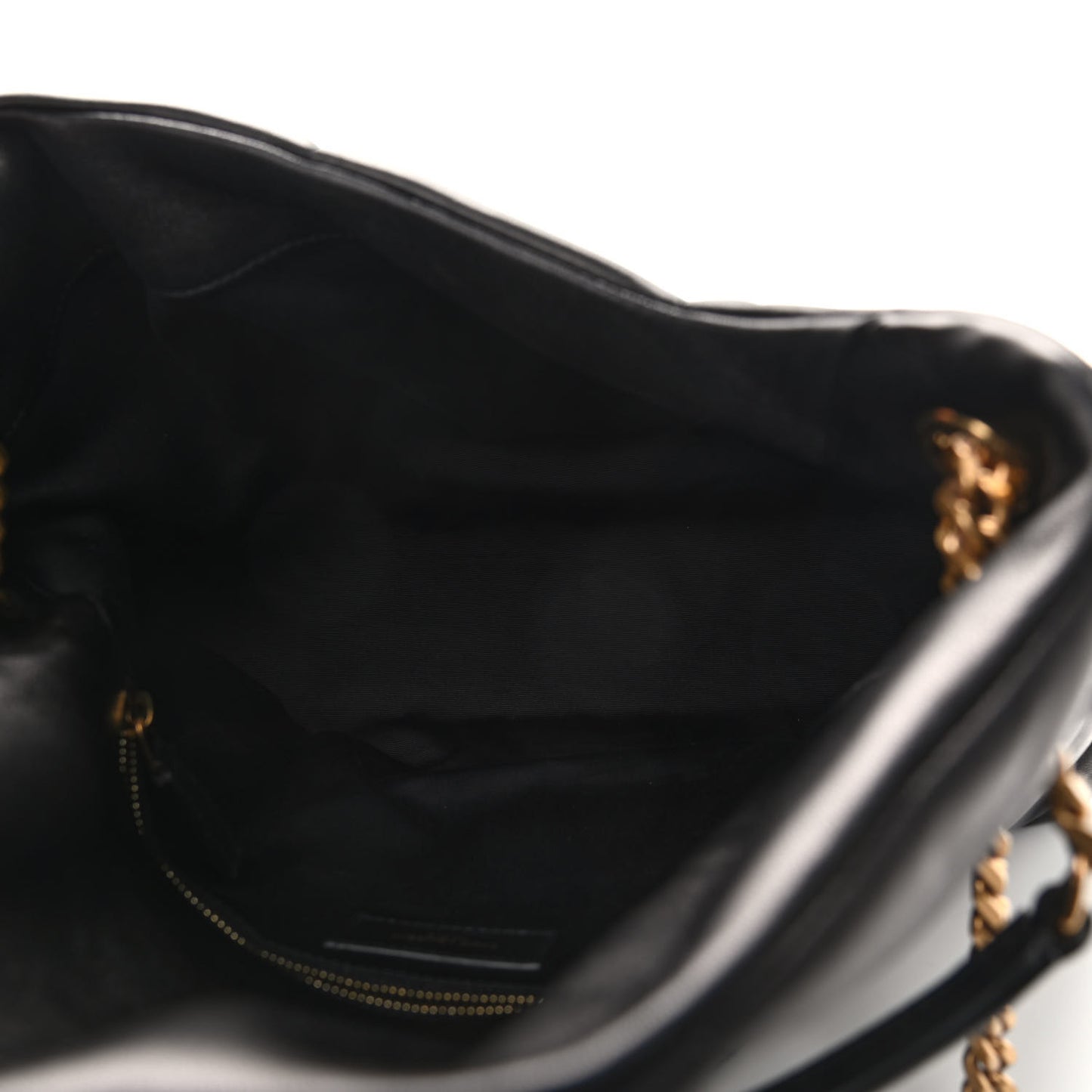 Lambskin Quilted Medium Loulou Puffer Monogram Chain Satchel Black