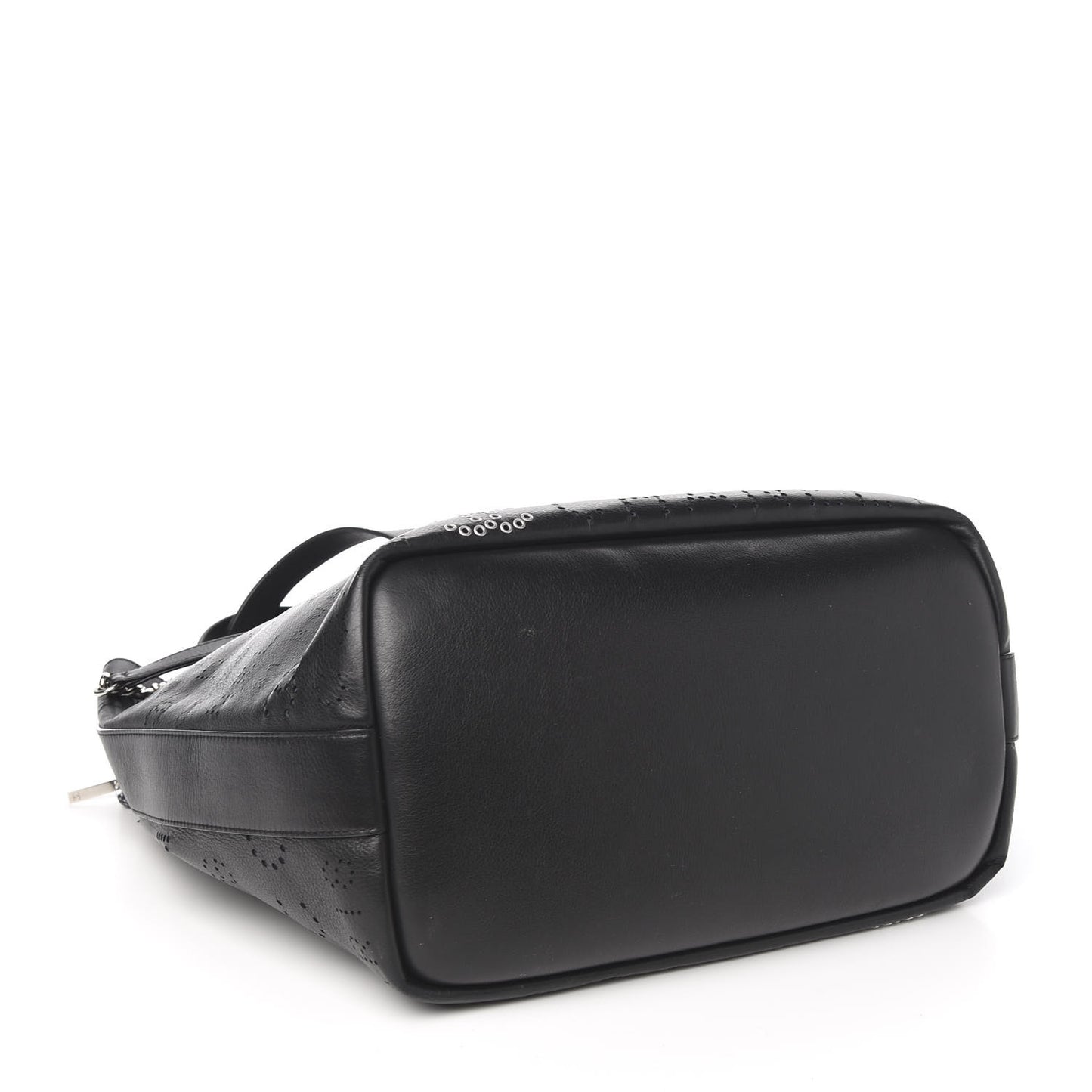 Calfskin Tweed Small Logo Eyelets Shopping Tote Black