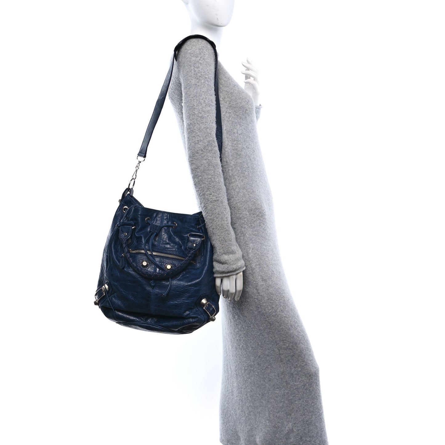 Agneau Giant 21 Silver Hardware Pompon Marine
