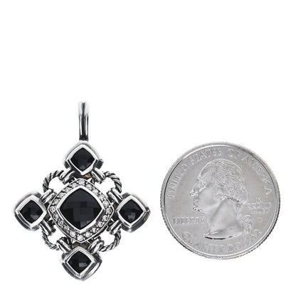 David Yurman Sterling Silver Diamond Black Onyx Renaissance Cross Pendant 2 of 3