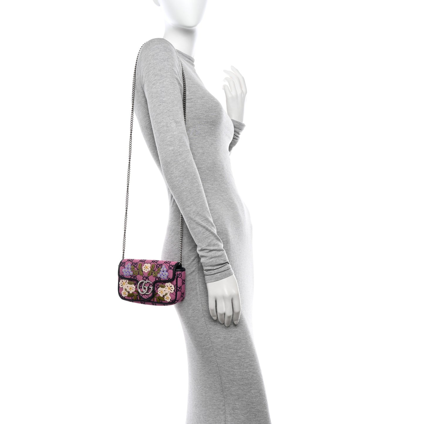 Monogram Multicolor Matelasse Diagonal Floral Embroidered Super Mini GG Marmont Shoulder Bag Pink Blue Ivory Green Lilac