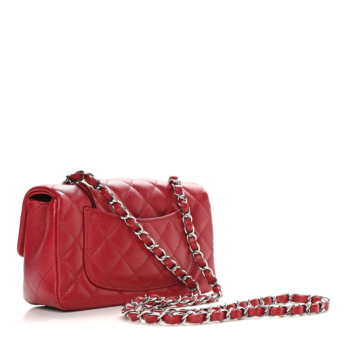 Caviar Quilted Mini Rectangular Flap Red