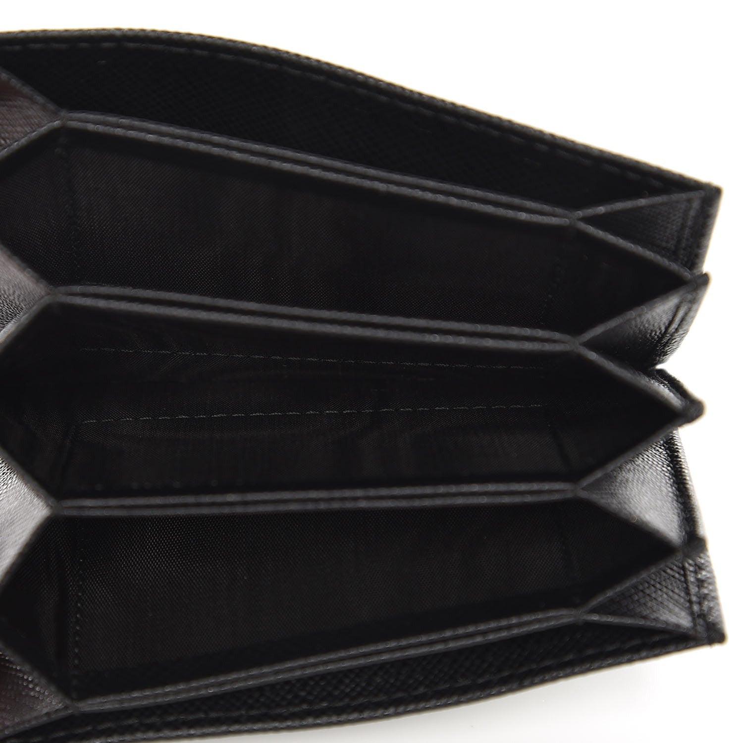 Prada Saffiano Metal Gusseted Card Holder Black 6 of 7